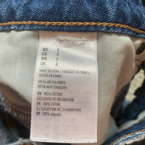 American Eagle Denim Blue Jean Skirt Mini Distressed Button Fly Women's - Picture 4 of 4